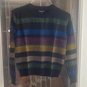 Lea & Viola Glitter Metallic Striped Sexy Stretch Sweater Size L